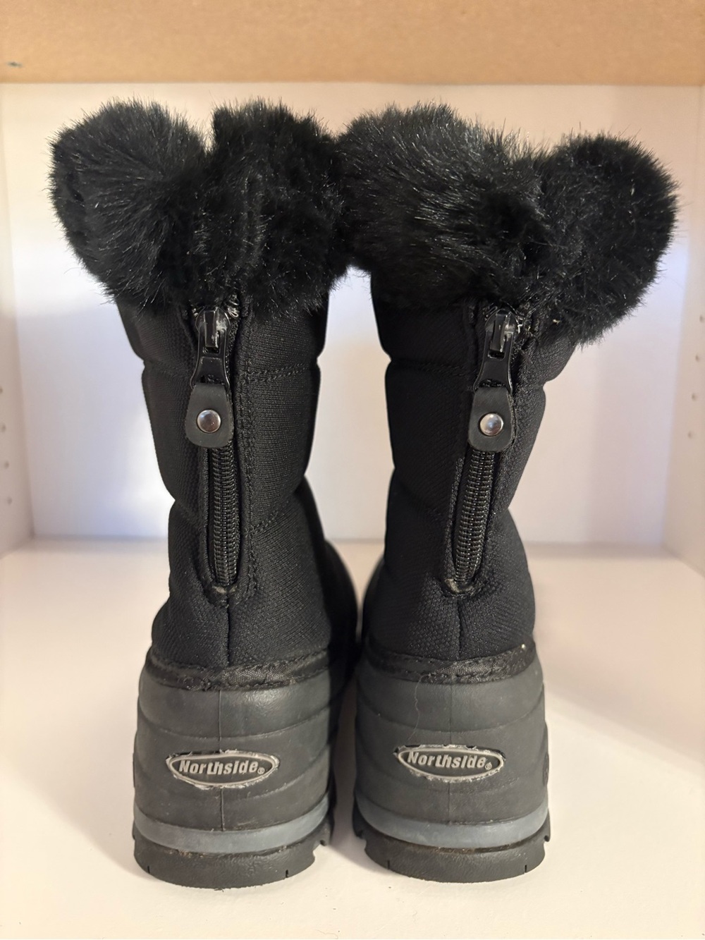 Northside Black Girls' Faux-Fur Cuff Winter Boots